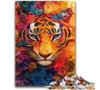 Puzzles pour Adolescents 1000 pièces, Motif Abstrait et coloré, Visage de Tigre, Jouet éducatif et décompressant, Cadeau d'anniversaire, 26x38cm