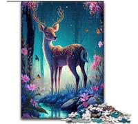 Puzzles pour Adolescents, 1000 pièces, Motif cerf et Fleur Mignons, Jeu Stimulant et Familial avec des pièces de Formes aléatoires entièrement emboîtables (Taille 50x75cm)