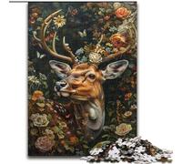 Puzzles pour Adolescents, 1000 pièces, Motif cerf Floral, Anti-Stress, défi Difficile, Cadeaux du Père Noël Secret, à partir de 14 Ans (Taille 26x38cm)