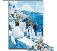 Puzzles pour Adolescents, 1000 pièces, Motif Chat Angora Turc, pour Un séjour Relaxant et Relaxant, pour Un Amour Plus Profond Entre Couples (50x75cm)