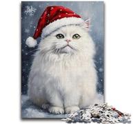 Puzzles pour Adolescents, 1000 pièces, Motif Chat Blanc de Noël, Jeu éducatif, défi, Jouet, à Offrir en Cadeau à Toute la Famille, 26x38cm