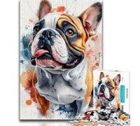 Puzzles pour Adolescents 1000 pièces, Motif Chien Aquarelle, Anti-Stress, défi Difficile avec Affiche et fiche de Questions Assorties 38x26cm
