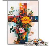 Puzzles pour Adolescents, 1000 pièces, Motif Croix Florale, pour stimuler Le Cerveau, Jouets addictifs pour cultiver la Patience et améliorer la mémoire (Taille 50x75cm)