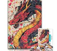 Puzzles pour Adolescents 1000 pièces, Motif Dragon Aquarelle, pour stimuler Le Cerveau, Jouets addictifs pour cultiver la Patience et améliorer la mémoire (75x50cm)