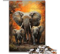Puzzles pour Adolescents, 1000 pièces, Motif éléphant Africain, Jeu Familial Anti-Stress, défi Difficile, renforce l'amour Entre Couples (Taille 26x38cm)