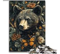 Puzzles pour Adolescents, 1000 pièces, Motif Fleurs, Papillons, Ours Brun, Jouets Anti-Stress, Cadeaux d'anniversaire Uniques pour Les 14 Ans et Plus (Taille 50x75cm)