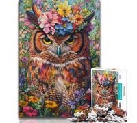 Puzzles pour Adolescents 1000 pièces, Motif Hibou et Fleurs, pour stimuler Le Cerveau, Jouets addictifs pour cultiver la Patience et améliorer la mémoire (75x50cm)