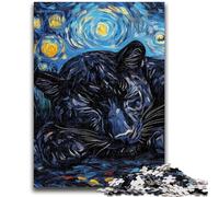 Puzzles pour Adolescents 1000 pièces, Motif léopard Noir, Ciel Nocturne, Jeu Stimulant, Jouets à Offrir en Cadeau à Toute la Famille, à partir de 14 Ans, 50x75cm