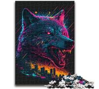 Puzzles pour Adolescents, 1000 pièces, Motif Renard néon, Jeu Stimulant et Familial, décoration Murale, Cadeaux Uniques pour Anniversaire et Noël, 38x26cm