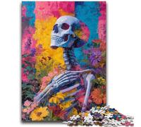 Puzzles pour Adolescents 1000 pièces, Motif tête de Mort et Fleurs, Anti-Stress, idéal pour Passer du Temps à la Maison et renforcer l'amour Entre Couples (50x75cm)