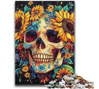 Puzzles pour Adolescents 1000 pièces, Motif tête de Mort Tournesol, Puzzle 1000 pièces, Anti-Stress, séjour, Tuer Le Temps, liste de souhaits avec Le Père Noël (26x38cm)