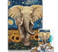 Puzzles pour Adolescents 1000 pièces, Motif Tournesol et éléphant, idéal comme Cadeau pour Toute la Famille (75x50cm)