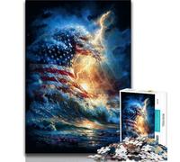 Puzzles pour Adolescents, 1000 pièces, Motif Vagues du Drapeau américain, Jouets éducatifs pour la Famille, Jeu éducatif pour Anniversaire, Noël, 38x26cm