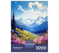 Puzzles pour Adolescents 1000 Pièces Mountain Valley with Purple Flowers Puzzles pour Adultes, Jouets À Monter Soi-même, Analyse Et Logique, Activités Ludiques À La Maison, 38x26cm/1000pcs