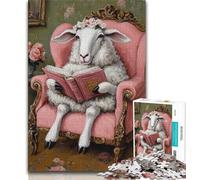 Puzzles pour Adolescents 1000 pièces Moutons lisant, Jeu éducatif Familial, décoration Murale, Cadeaux d'anniversaire et de Noël Uniques (75x50cm)