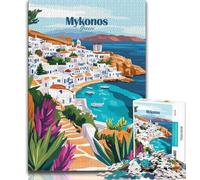 Puzzles pour Adolescents, 1000 pièces, Mykonos, Grèce, Affiche, Jouets éducatifs, Jeux familiaux, Anniversaires et Cadeaux Uniques (38x26cm)