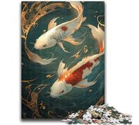 Puzzles pour Adolescents 1000 pièces Mystérieux Koi Difficile et défi avec Affiche correspondante et Feuille de Questions pour Les 14 Ans 50x75cm