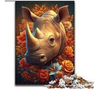 Puzzles pour Adolescents 1000 pièces Mystérieux Rhinocéros, Jouet éducatif et décompressant, Cadeau d'anniversaire, décoration Murale (Taille 50x75cm)