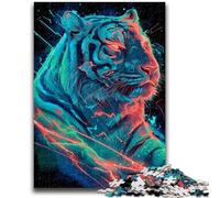Puzzles pour Adolescents 1000 pièces Mystérieux Tigre Cerveau Intelligence Défi Jouets addictifs Cadeau d'anniversaire, Cadeaux, Art Mural 26x38cm