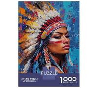 Puzzles pour Adolescents 1000 Pièces Native American Indian Art Puzzle pour Adultes Jeux Relaxants Vacances À La Maison Passer Le Temps Difficile À Compléter 38x26cm/1000pcs