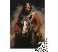 Puzzles pour Adolescents 1000 Pièces Native American Warrior Art Print-5 Puzzles pour Adolescents - Améliorez Votre Mémoire pour Un Anniversaire Ou Noël - Jeu Au Design Magnifique 70x50cm/1000pcs