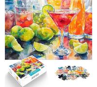 Puzzles pour Adolescents 1000 pièces Nature Morte de Cocktail à l'aquarelle Casse-tête pour Convient aux Couples 52x38cm