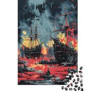Puzzles pour Adolescents 1000 Pièces Naval Battle Scene Puzzles pour Adolescents Jeux Relaxants Course De Vitesse Manuelle Est Idéal comme Cadeau 52x38cm/1000pcs