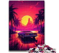 Puzzles pour Adolescents 1000 pièces Néon Coucher de Soleil Voiture de Sport Anti-Stress Défi Difficile Décoration d'intérieur Unique et Cadeaux 26x38cm