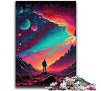 Puzzles pour Adolescents 1000 pièces Néon Galaxy Difficile et Stimulant avec Affiche et fiche de Questions correspondantes pour Les 14 Ans 38x26cm
