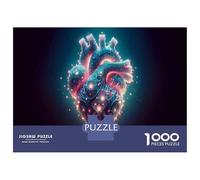 Puzzles pour Adolescents - 1000 Pièces Neon Heart Wall Art Puzzles pour Adolescents - Idéal pour S'amuser en Famille - Cadeau Original pour Un Anniversaire Ou Noël 52x38cm/1000pcs