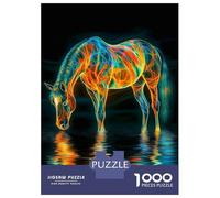 Puzzles pour Adolescents 1000 Pièces Neon Horse Reflection Puzzles pour Adultes Jeux Relaxants Analyse Et Logique Difficulté Et Défi 38x26cm/1000pcs