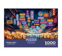 Puzzles pour Adolescents 1000 Pièces Neon-Lit Night Market Puzzle À Faire Soi-même, Jouet Anti-Stress, Interaction Parent-Enfant 70x50cm/1000pcs