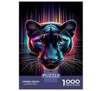 Puzzles pour Adolescents 1000 Pièces Neon Panther Wall Art Print Puzzle pour Adultes Jeux Relaxants Vacances À La Maison Passer Le Temps Difficile À Compléter 70x50cm/1000pcs