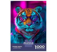 Puzzles pour Adolescents 1000 Pièces Neon Tiger Gaze Puzzles pour Adolescents Jeux Relaxants Course De Vitesse Manuelle Est Idéal comme Cadeau 38x26cm/1000pcs