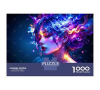Puzzles pour Adolescents 1000 Pièces Neon Woman with Stars Puzzles pour Adolescents, Jouet, Décoration Murale, Décoration Intérieure, Interaction Parent-Enfant 70x50cm/1000pcs