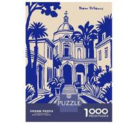 Puzzles pour Adolescents - 1000 Pièces New Orleans Architecture and Palm Trees Puzzles pour Adolescents - Idéal pour S'amuser en Famille - Cadeau Original pour Un Anniversaire Ou Noël 70x50cm/1000pcs