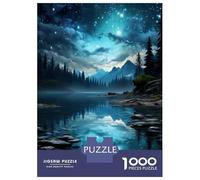 Puzzles pour Adolescents 1000 Pièces Night Sky Reflections on Lake Puzzle pour Adultes - Jouets Anti-Stress - Décoration Intérieure - Cadeaux Anti-Stress 52x38cm/1000pcs