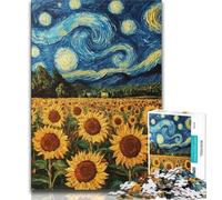 Puzzles pour Adolescents 1000 pièces Night Sky Tournesols la Nuit, Jouet éducatif intellectuel décompressant pour Anniversaire, Noël 38x26cm