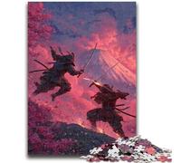 Puzzles pour Adolescents 1000 pièces Ninja au Pied du Mont Fuji Jeu Stimulant et Jeu Familial Décoration Murale Cadeaux d'anniversaire et de Noël Uniques 50x75cm