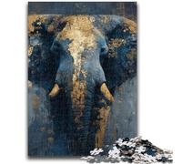 Puzzles pour Adolescents 1000 pièces Noir Or Éléphant Famille Jeu Anti-Stress Défi Difficile Convient aux Couples 26x38cm