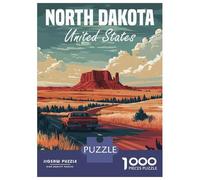 Puzzles pour Adolescents 1000 Pièces North Dakota Road Trip Puzzles pour Adolescents Jeux Relaxants Course De Vitesse Manuelle Est Idéal comme Cadeau 52x38cm/1000pcs