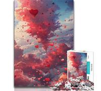 Puzzles pour Adolescents 1000 pièces Nuages d'amour colorés 1000 pièces pour Adolescents avec Affiche et fiche de Questions correspondantes pour Les 14 Ans et Plus 38x26cm