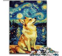 Puzzles pour Adolescents 1000 pièces Nuit étoilée Adorables Huskies, Jouets éducatifs Anti-Stress, Superbes Cadeaux et Jouets (Taille 26x38cm)