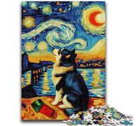 Puzzles pour Adolescents 1000 pièces Nuit étoilée Chien Jeux de détente Jeu éducatif pour Anniversaire, Noël pour et 14 Ans et Plus 50x75cm