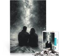 Puzzles pour Adolescents 1000 pièces Observation Romantique des étoiles sous la Voie lactée - Art au Fusain Jouets de Jeu Œuvre d'art 52x38cm