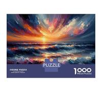Puzzles pour Adolescents 1000 Pièces Ocean Sunset Painting-1 Puzzles pour Adolescents Jeux Relaxants Course De Vitesse Manuelle Est Idéal comme Cadeau 38x26cm/1000pcs