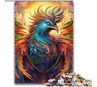 Puzzles pour Adolescents 1000 pièces, Oiseau phénix psychédélique, Anti-Stress, défi Difficile avec Affiche et fiche de Questions Assorties 38x52cm