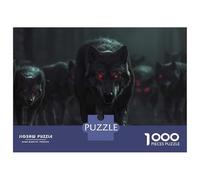 Puzzles pour Adolescents 1000 Pièces Pack of Wolves with Red Eyes Puzzles pour Adolescents, Jouet, Décoration Murale, Jeu De Course De Vitesse, Cadeau Stimulant 52x38cm/1000pcs
