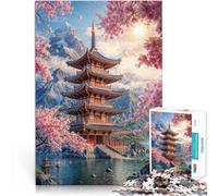 Puzzles pour Adolescents 1000 pièces Pagode au Bord du lac Défi Difficile pour soulager Le Stress Super Cadeau 52x38cm