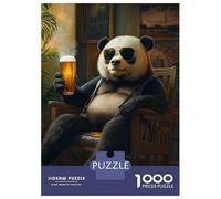 Puzzles pour Adolescents 1000 Pièces Panda Bear Relaxing with Beer Puzzles pour Adultes Jeu De Réflexion pour Améliorer La Mémoire Activités Amusantes À La Maison 70x50cm/1000pcs